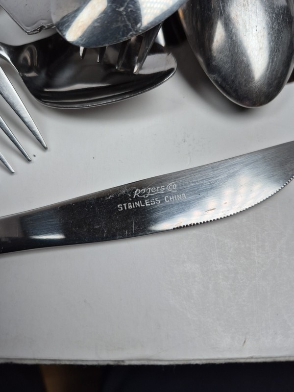 7 Lbs Mixed Stainless Silverware Farberware Rogers Winco & 2 Cake Servers gallery