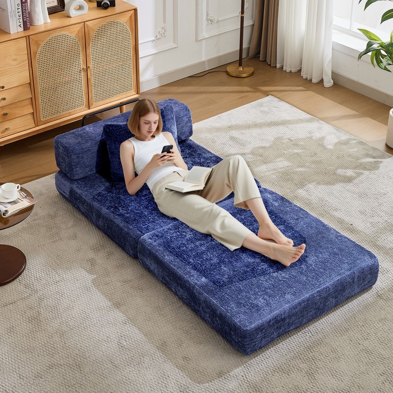 Compression Sofa,Convertible Floor Sofa Bed with Fixed-Shape Frame,Single Seate gallery