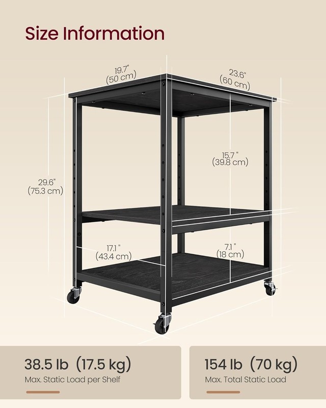 Mobile Printer Stand Rolling Printer Cart Under Desk Table W/ Lockable Wheels gallery