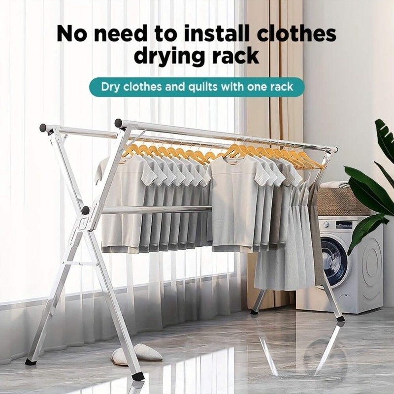 Extendable 48.4"-78.7" Folding Laundry Rack Indoor Outdoor Clothes Dryer gallery