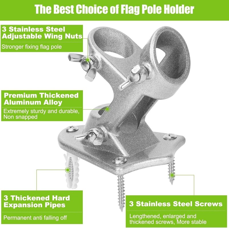 Flag Pole Holder, Outside House Bracket, Heavy Duty Metal Silver gallery
