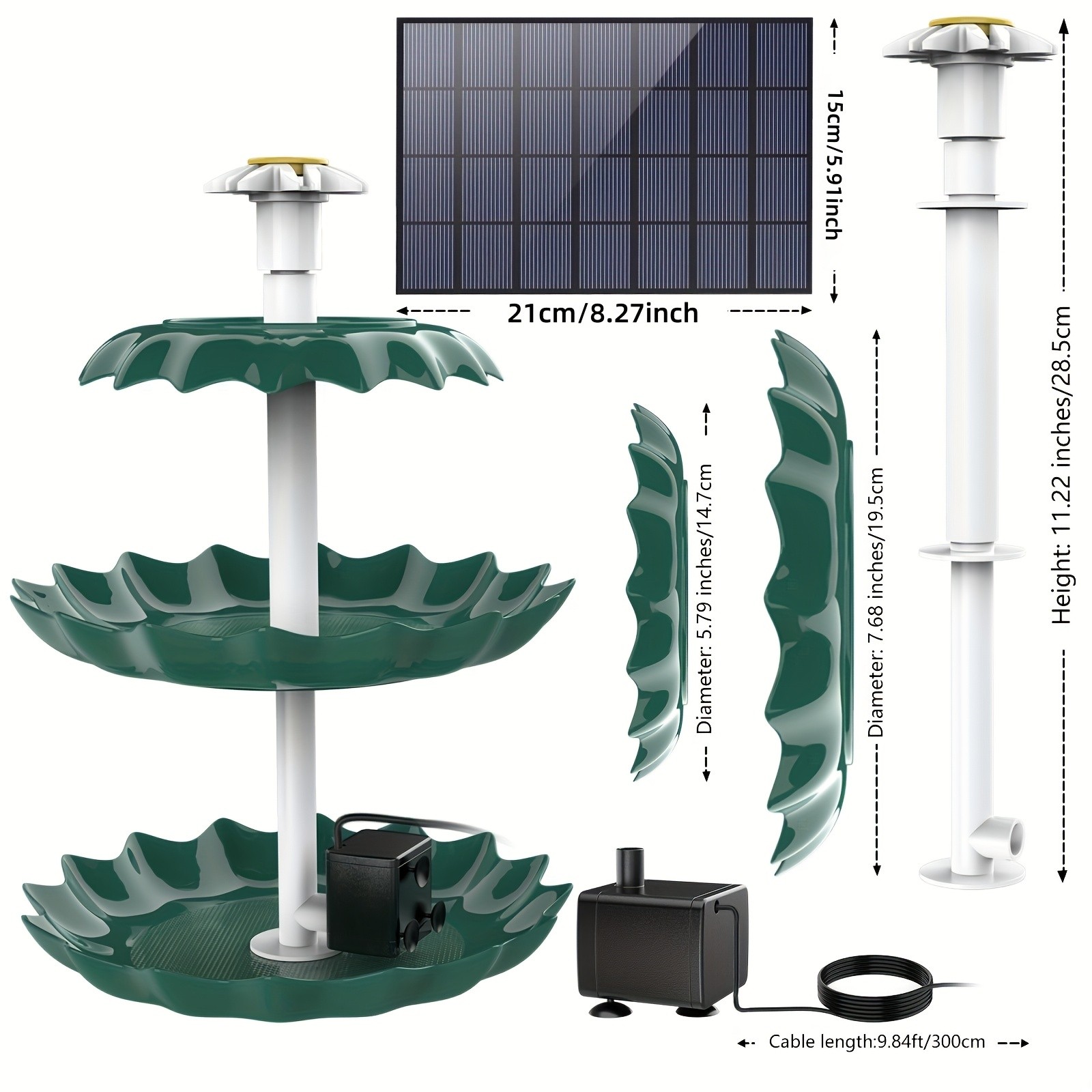 Three layer flowing solar bird bath tub, single-layer solar bird bath fountain gallery