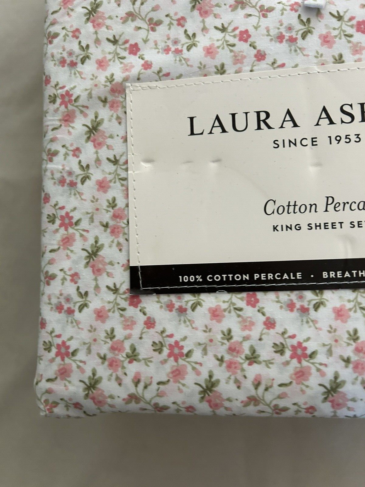 NEW 4pc Laura Ashley King Sheet Set Cottage Floral EVIE Pinks Green & White gallery