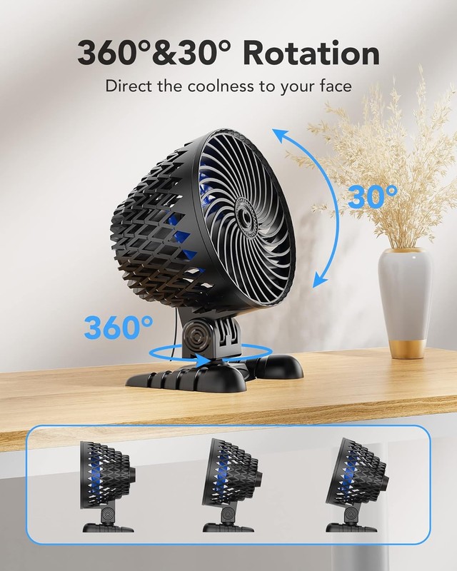 USB Desktop Small Fan, Stepless Speed Adjustment with Desk Black Blue gallery