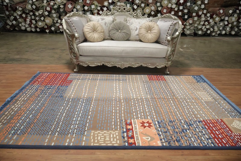 Artisan Patchwork Area Rug 6x9 Ft Geometric Modern Wool Carpet Reproduction Rug gallery