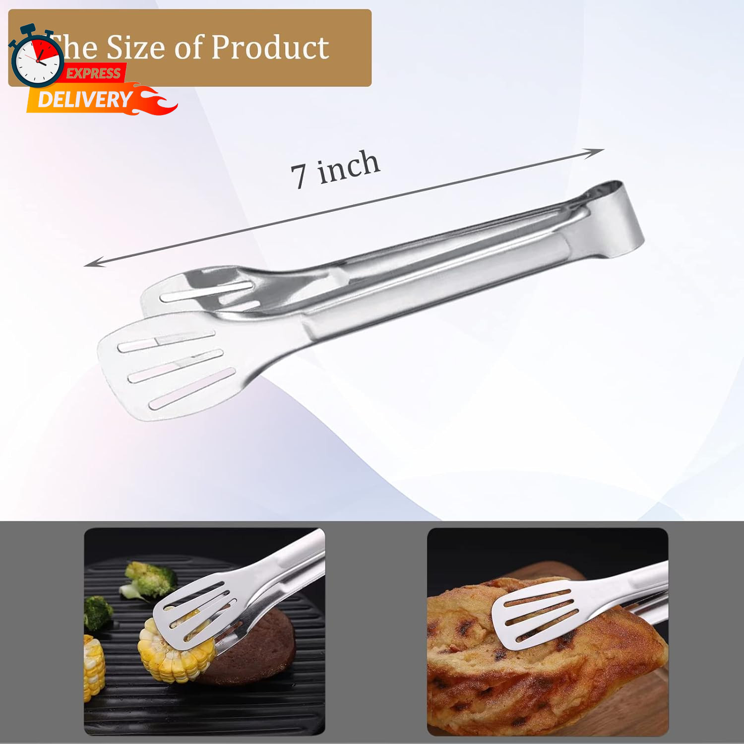 6PCS Serving Tongs, 7Inch Buffet Tongs, Stainless Steel Food Tong Small Serving gallery