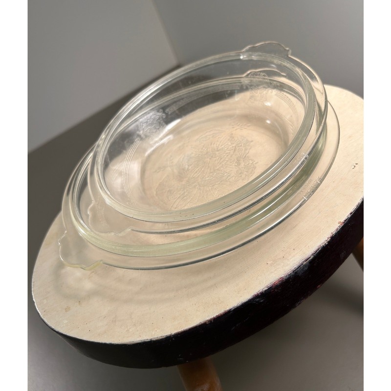 Glasbake replacement lids 507, 506 vintage Poppy design 61/2 + 71/2 round USA gallery