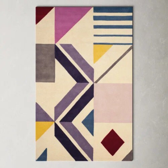 5x8 ft Multicolour Hand-Tufted Wool Rug with Geometric Patterns gallery