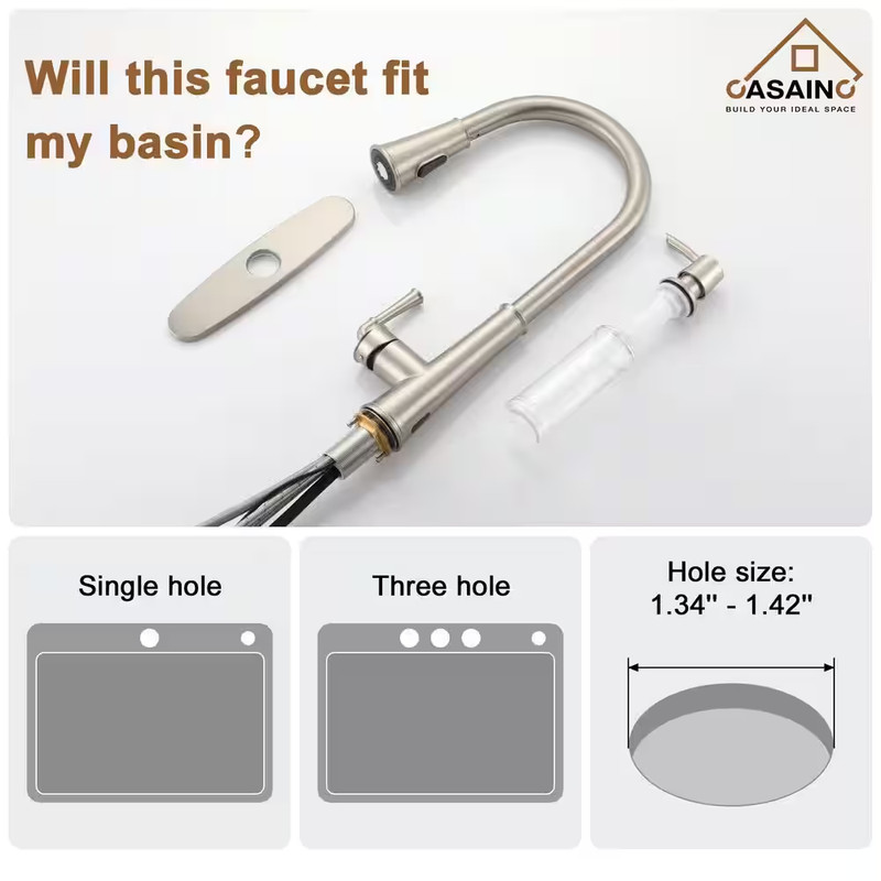 Single-Handle Pull down Sprayer Kitchen Faucet with Touchless Sensor, LED, Soap gallery