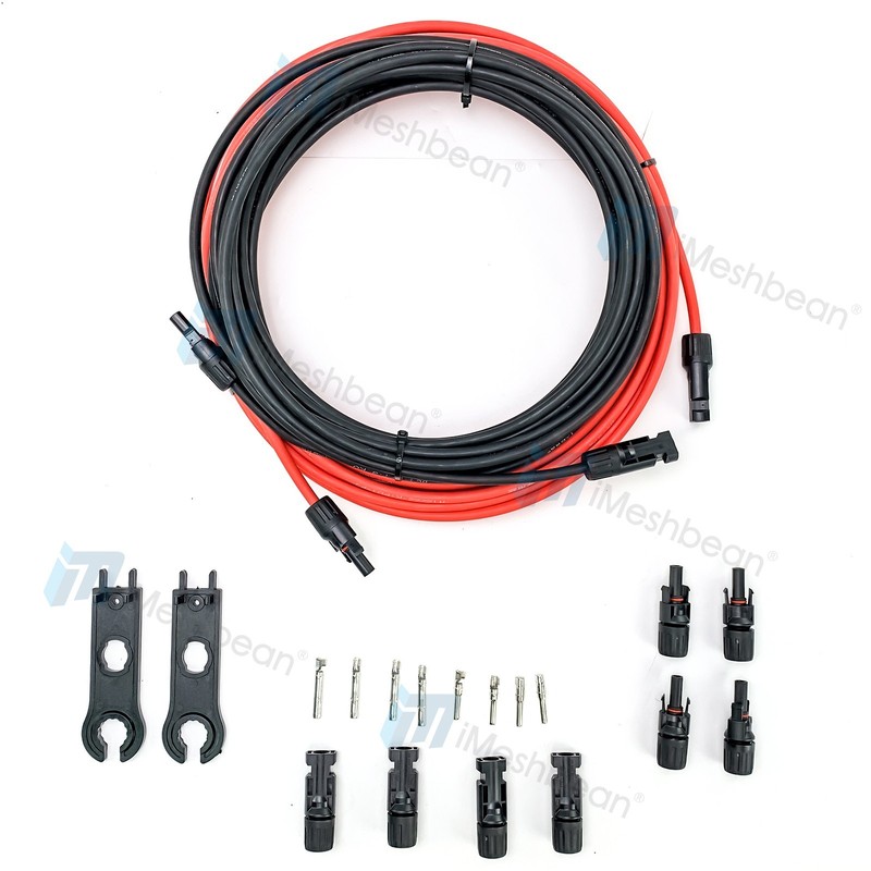 50ft Black+Red 10AWG Solar Panel Extension Cable Flexible PV Wire w/ Connectors gallery