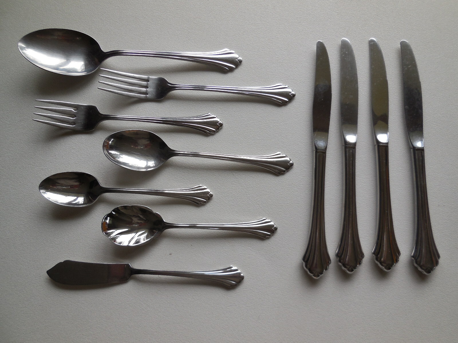 Bancroft Oneida dinner knives fork salad soup serving spoon sugar butter knife gallery