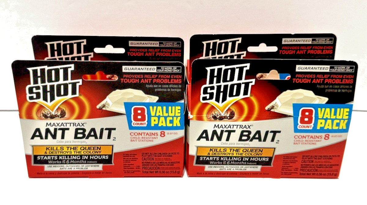 Hot Shot Best Ant Bait Kills the Queen & Colony Works For 6 months 4 Packs Of 8 gallery