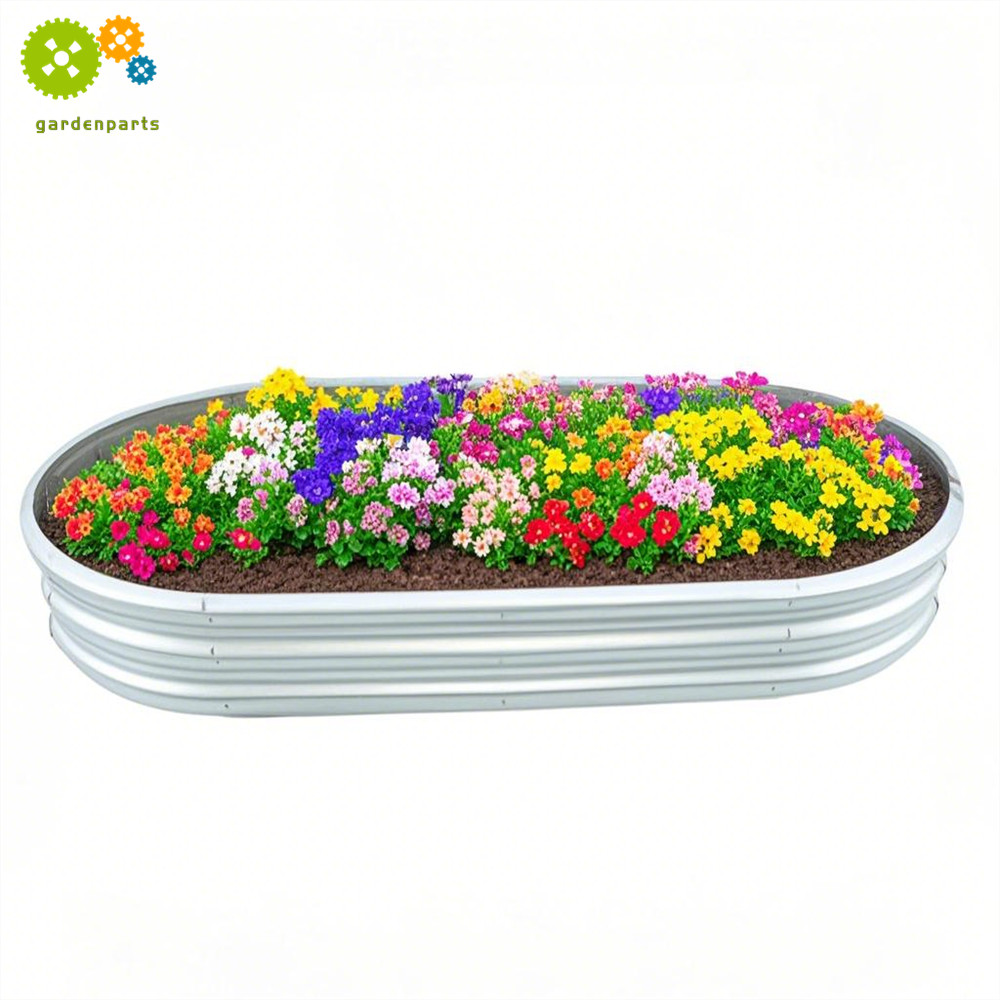 8×4×1 ft Oval Metal Galvanized Raised Garden Bed Kit Raised Garden Boxes Outdoor gallery