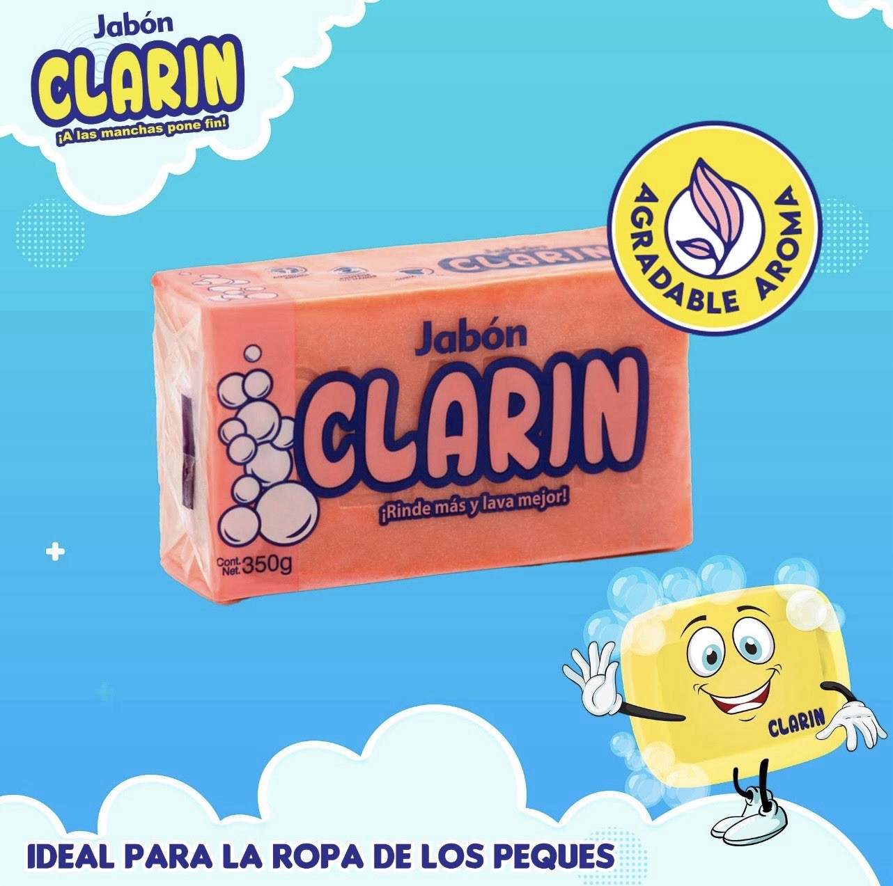 3X CLARIN Rosa para Manchas Difíciles 🇲🇽 Bar Laundry Soap, 350g, 3 Pack gallery