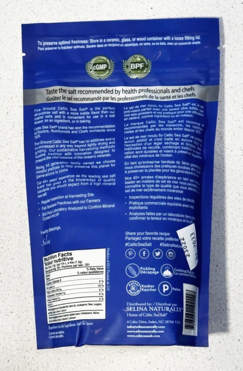 SHIPS FAST! 2 PACK 1 LB/POUND Celtic Sea Salt Fine Ground Resealable Bag! 2lbs. gallery