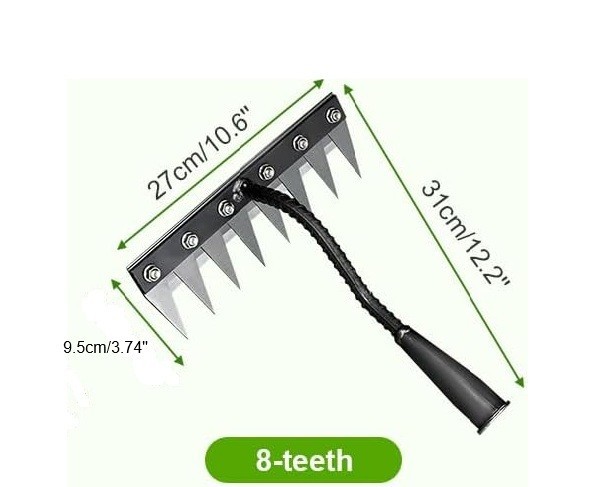 8-Teeth Heavy-Duty Iron Garden Weeding Rake Carbon Steel Teeth FREE SHIPPING! gallery