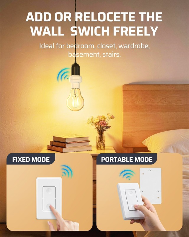 DEWENWILS Remote Control Light Bulb Socket Wireless Wall Light Switch E26 E27 gallery