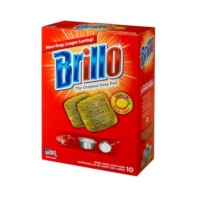 10 PADS -Brillo Lemon Scented Steel wool Scouring Pots Pans Dishes Kitchen soap gallery
