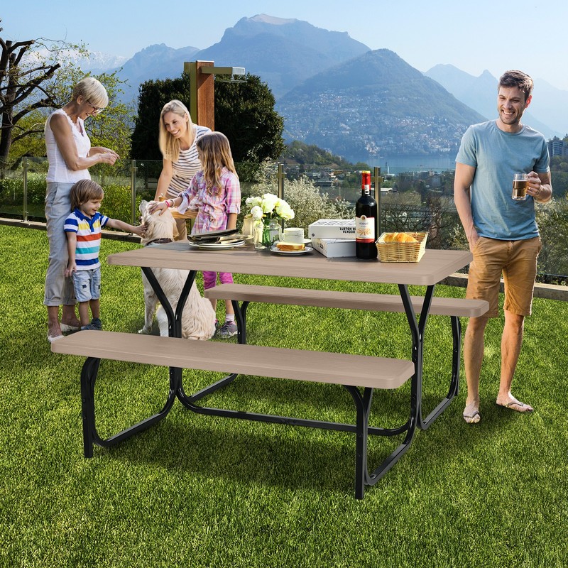 Picnic Table Bench Set Outdoor Backyard Garden Party Dining All Weather gallery