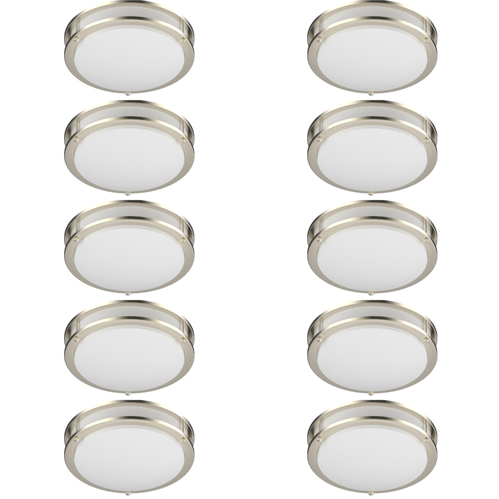 Double Ring Ceiling Light 10-Pack 12-Inch LED Flush Mount Fixture Dimmable