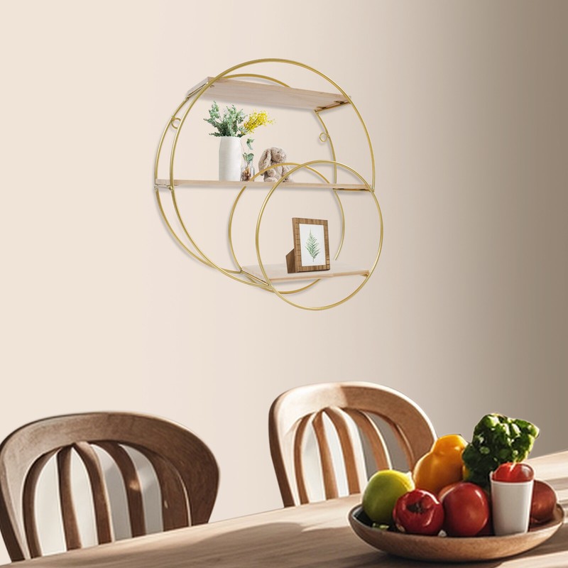 Wall Mounted Circular Storage Rack 10 x 33cm Shelf, 3-tier Storage Display Rack gallery