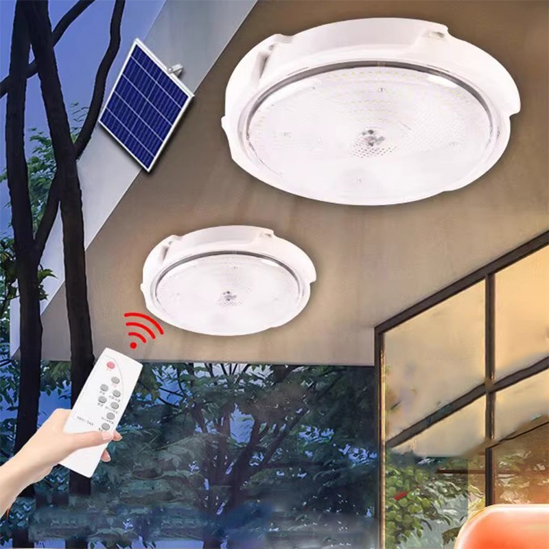 Solar Double Head Ceiling Pendant Light w/Remote Outdoor Indoor Lamp Waterproof. gallery