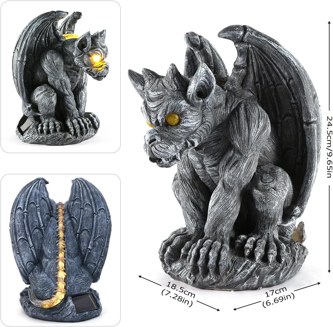 Large Winged Gargoyle Statue with Solar Lights Outdoor Gargoyle Statue Garden Gu gallery