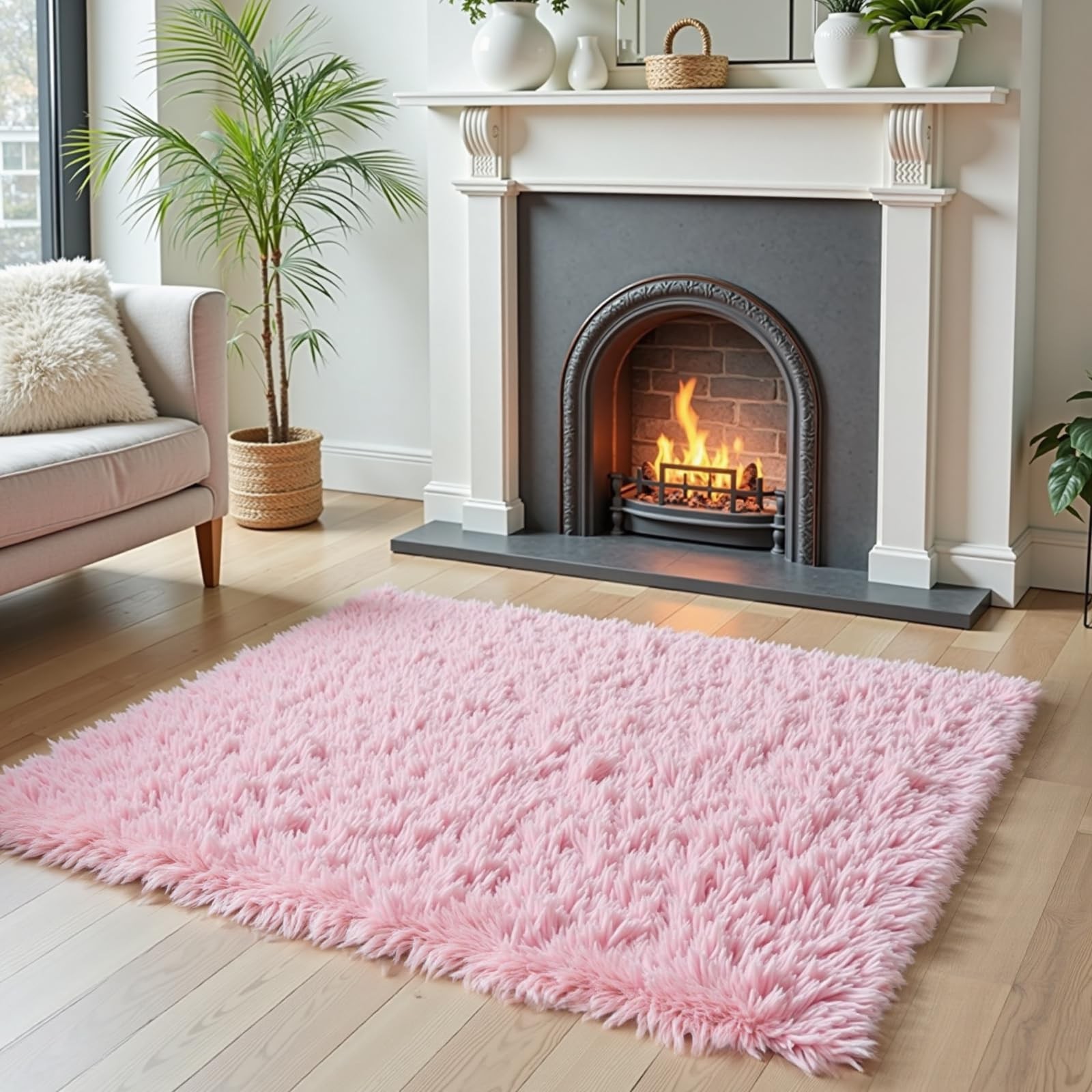 Small Rug Throw Rugs for Bedroom, Mini Area Rug, 2' x 3' (Rectangular), Pink gallery