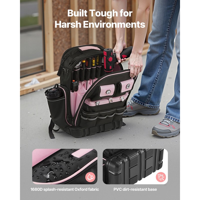 Tool Backpack 56 Pockets Tear-resistant Jobsite Backpack for Electrician gallery