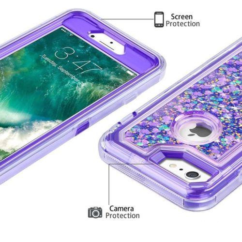 For iPhone 6/7/8/P/X Quicksand Liquid Glitter Defender Case w/Clip fits Otterbox gallery