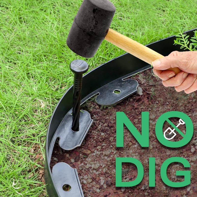 2in x 50ft Flexible Plastic Lawn Edging with 75 Spikes Black gallery