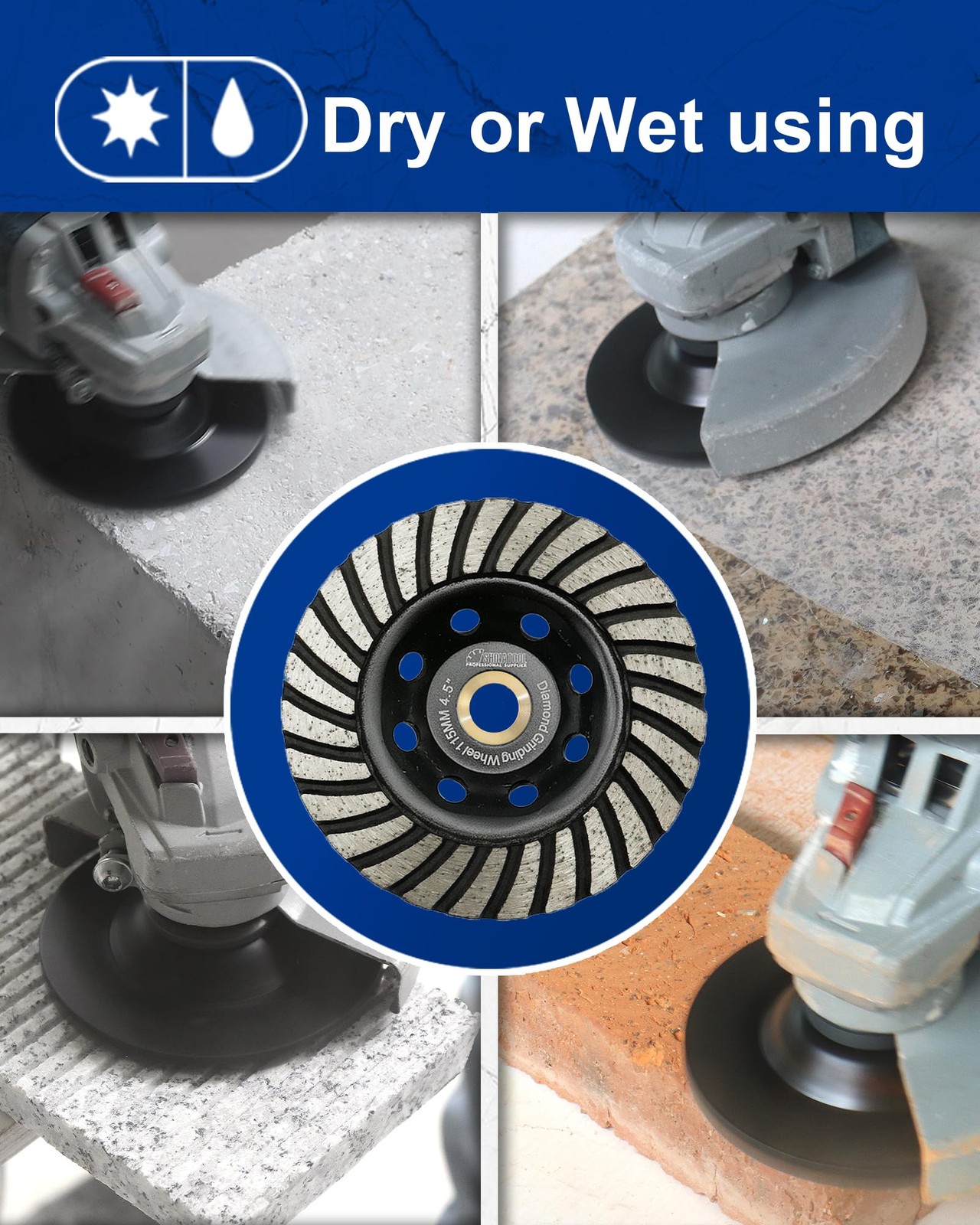 Shdiatool 4 Inch Turbo Row Diamond Grinding Cup Wheel For Concrete Granite gallery