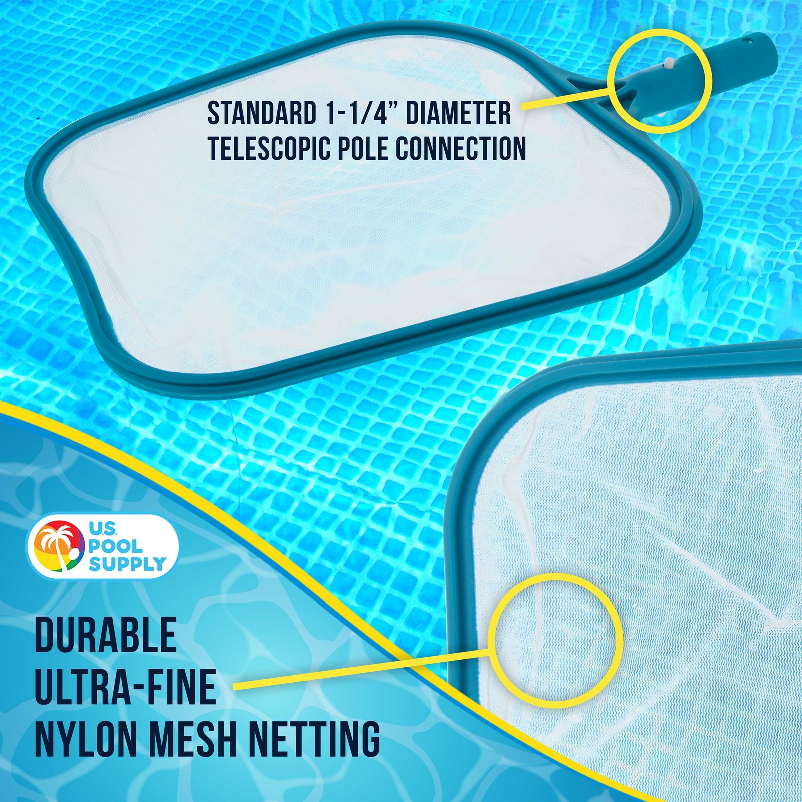 1pc Swimming Pool Leaf Skimmer Net - Ultra Fine Mesh Netting gallery