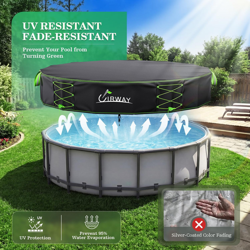 600D Upgraded 15Ft Pool Covers for above Ground Pools, Solar Pool Cover with Win gallery