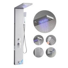 VEVOR Shower Panel Tower System Stainless Steel Column Rainfall Waterfall Head