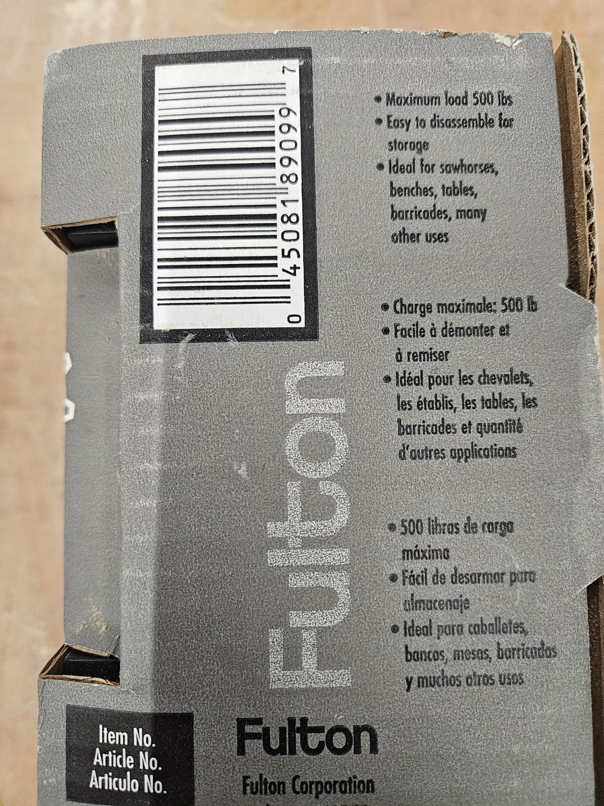 NEW Fulton 8909 Polystyrene Plastic Heavy Duty Sawhorse Brackets 500 lbs. gallery