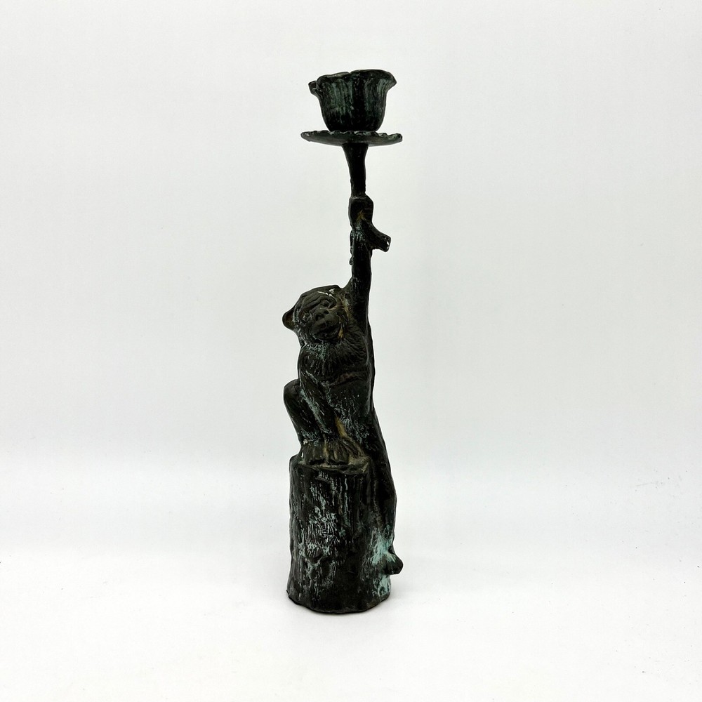 Vintage Monkey Candlestick Holder Bronze Unique Home Decor Accent Piece