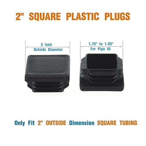 Square Plastic Plug, End Caps for Tubing Pipe OD 2" x 2" (not ID), Steel 2 Inch gallery