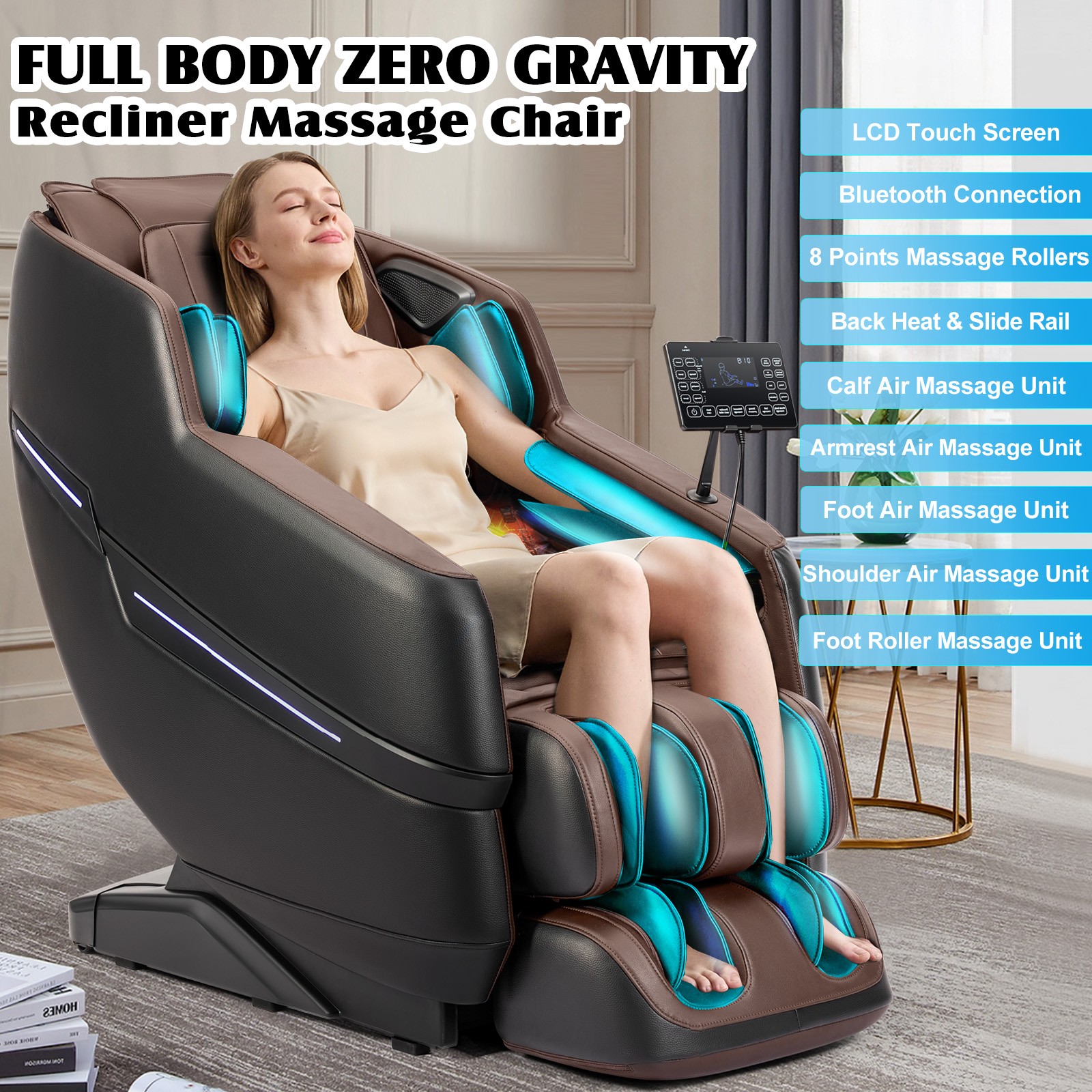 Recline Full Body Zero Gravity 8Point Air Massage Chair Shiatsu,Heat,Foot Roller gallery