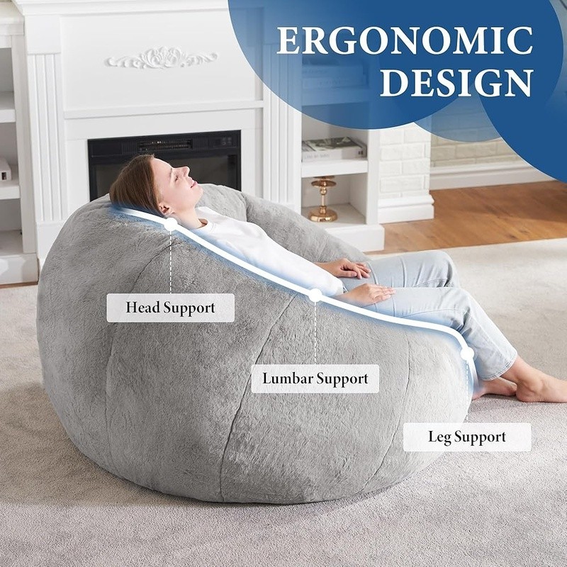 Ergonomic Donut Shaped Memory Foam Bean Bag Chair Gaming Reading Relaxing New gallery