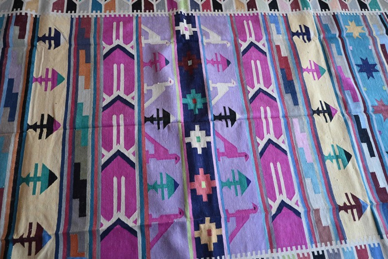 Rugmoda Cotton Multicolor Geometric Animal Patta 5x8 ft Living Room Area Rug gallery