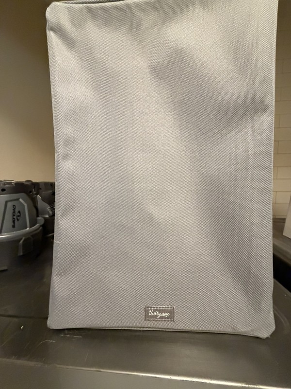 Thirty-One * Your Way Rectangle Storage Bin * Light Grey Crosshatch * With LID * gallery