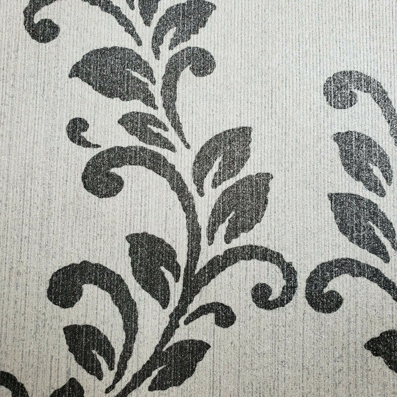 Glitter Embossed Victorian Wallpaper White Silver Gray metallic floral Damask 3D gallery