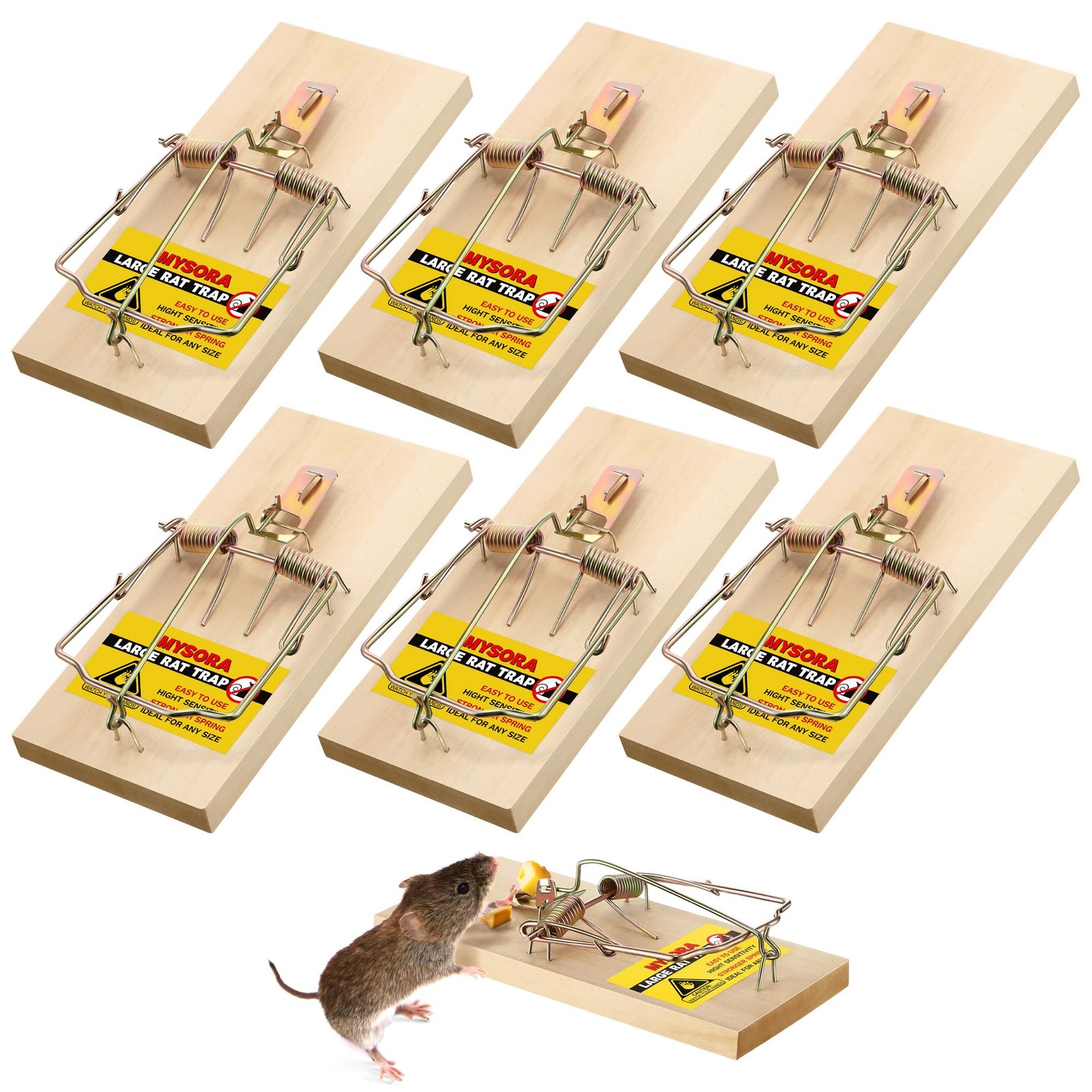 6 Pack Large Wooden Mouse Traps, Heavy Duty Rat Snap Traps with Metal Pedal, ... gallery
