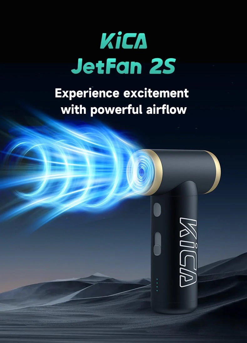 KiCA JetFan 2S Handheld Rechargeable Fan w/ Stepless Speed Control, Black gallery