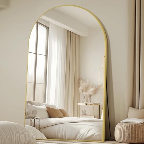 Arched Full Length Mirror, 44"x72" Oversized Floor Mirror 72"L x 44"W Gold gallery