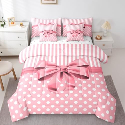 Pink Bowknot Comforter Set 7 Pieces Dreamy Princess Style Bedding Twin Pink8 gallery