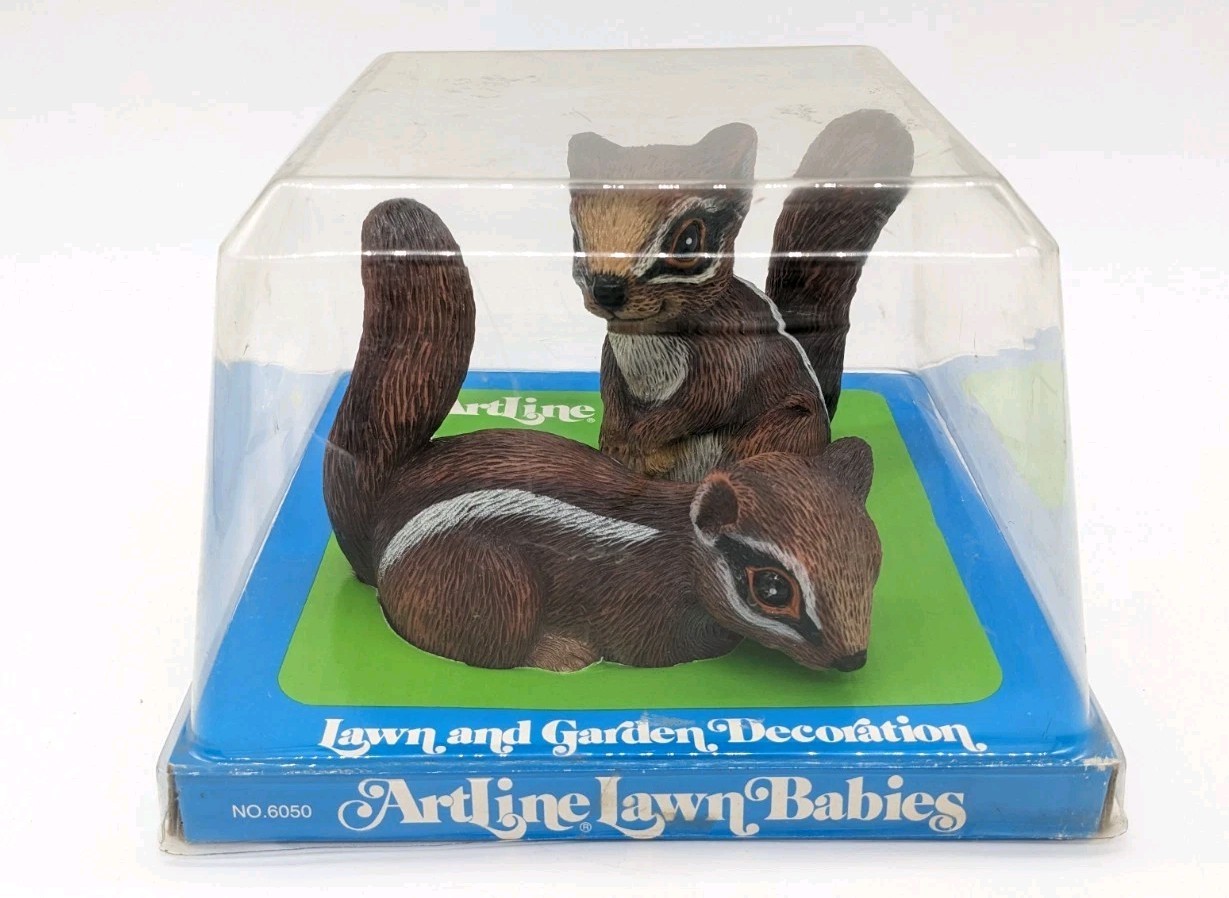 Art Line Chipmunk Pair Garden Decor Vintage 1992 Model #6050 gallery