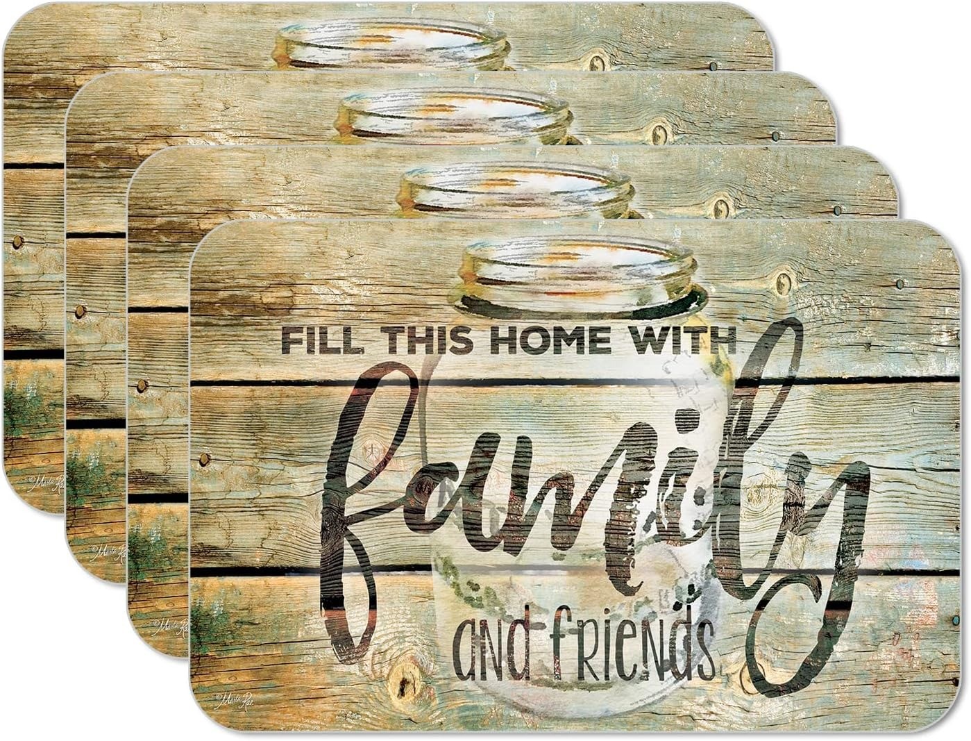 CounterArt Family Time Reversible Easy Care Flexible Plastic Placemats 4 Pack gallery