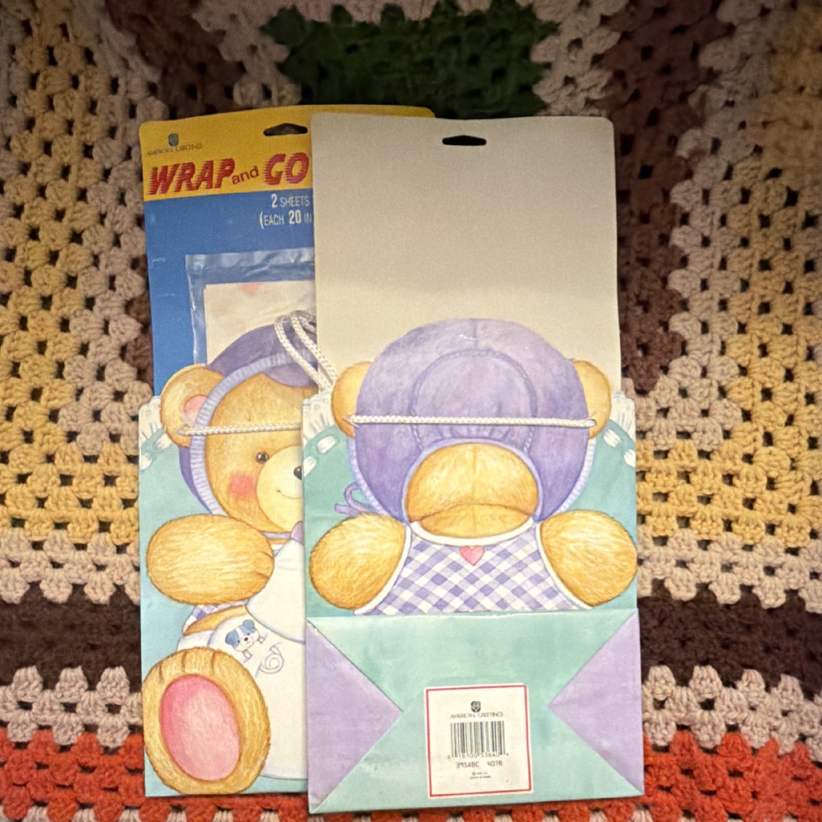 American Greetings Wrap and Go Teddy Bear Baby Shower Small Gift Bag w/ Tissue gallery